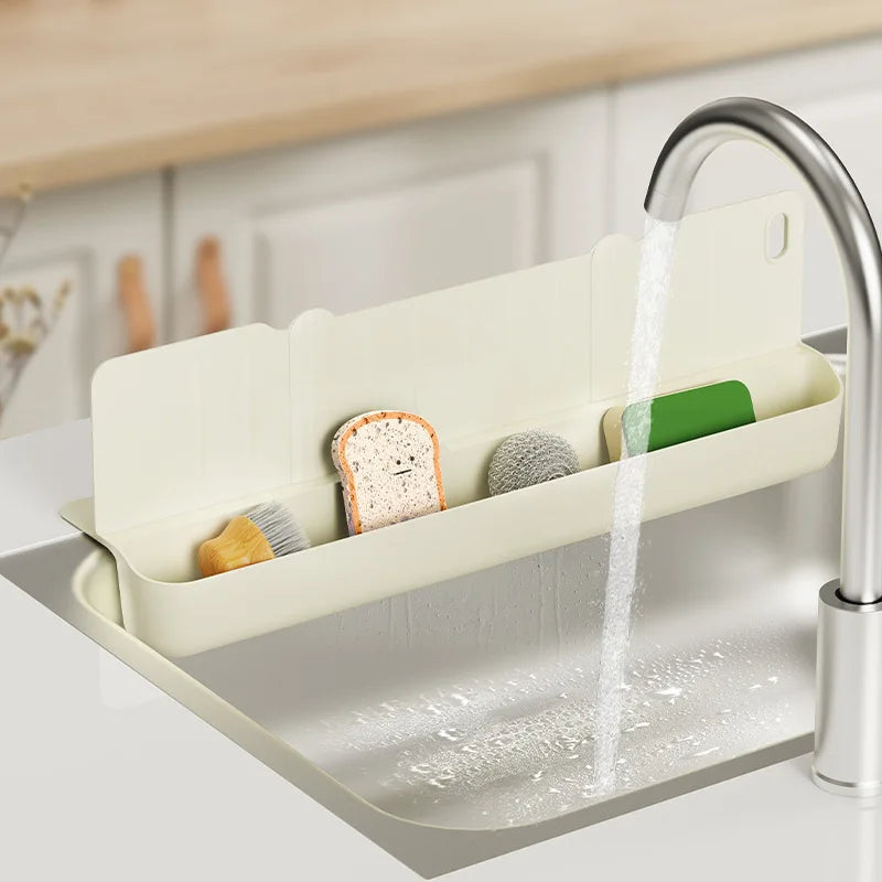 2-in-1 Kitchen Sink Organizer: Splash Guard & Countertop Storage Rack