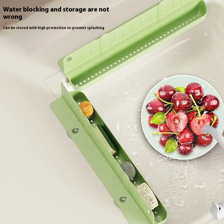 2-in-1 Kitchen Sink Organizer: Splash Guard & Countertop Storage Rack