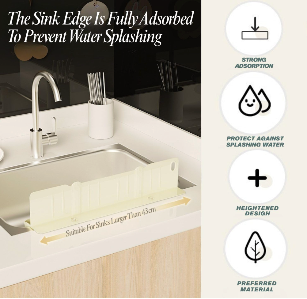 2-in-1 Kitchen Sink Organizer: Splash Guard & Countertop Storage Rack