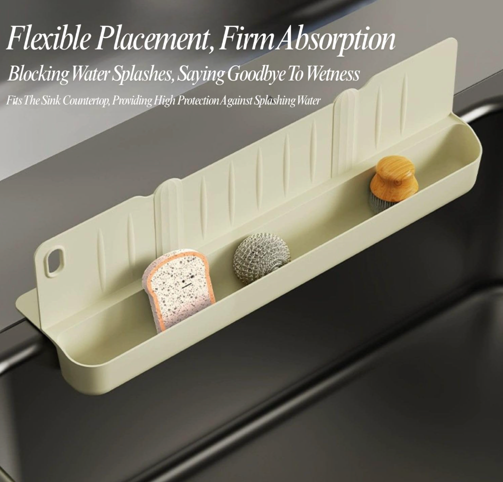 2-in-1 Kitchen Sink Organizer: Splash Guard & Countertop Storage Rack